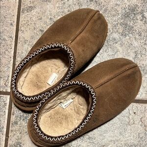 UGG Chestnut Suede Shearling-Lined Slip-Ons
